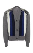 Miu Miu Embellished Striped Wool Cardigan