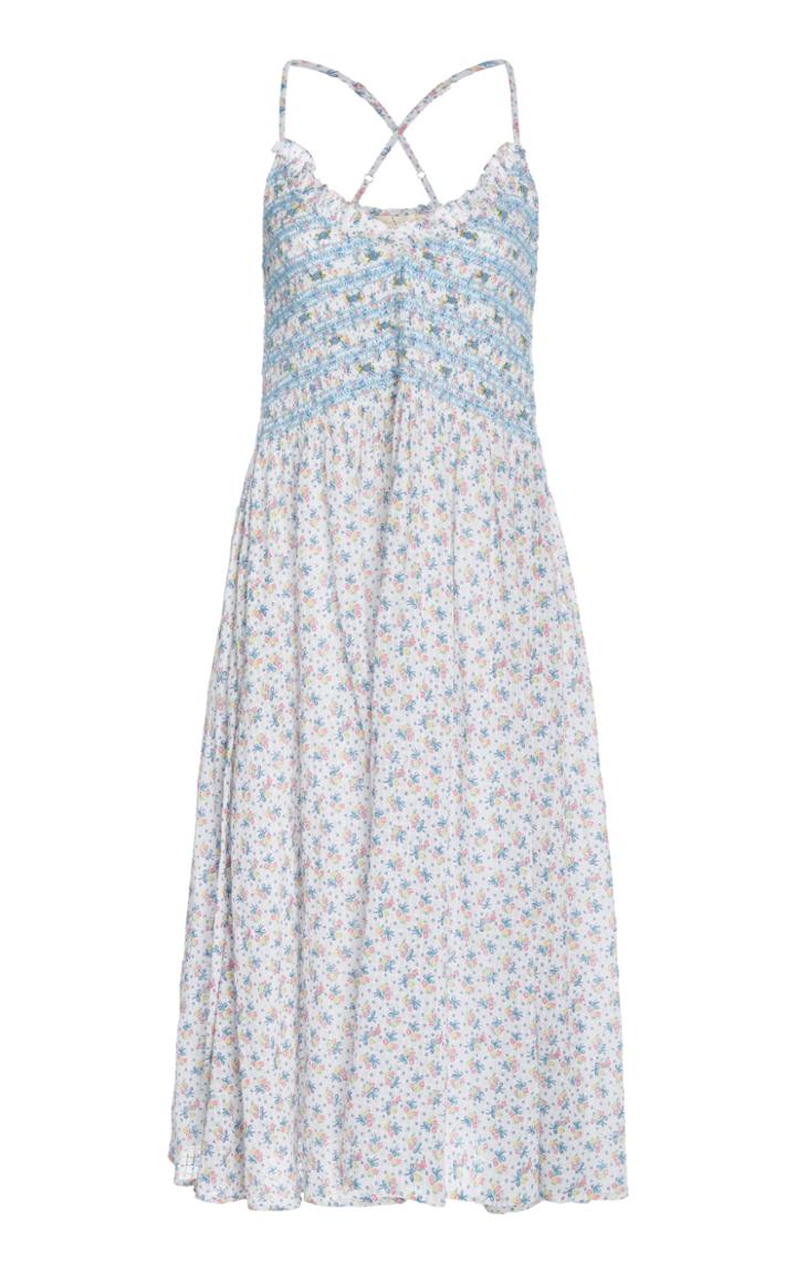 Loveshackfancy Canyon Embroidered Floral-print Cotton-voile Midi Dress