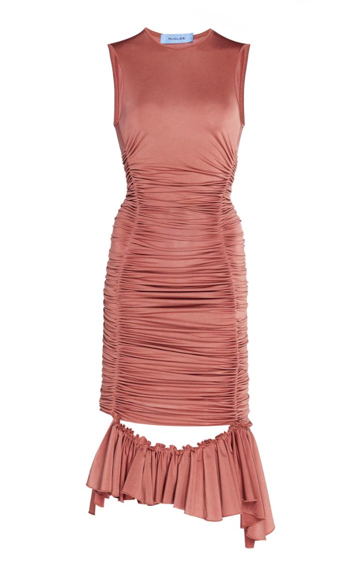 Moda Operandi Mugler Ruched Jersey Sleeveless Dress Size: 40