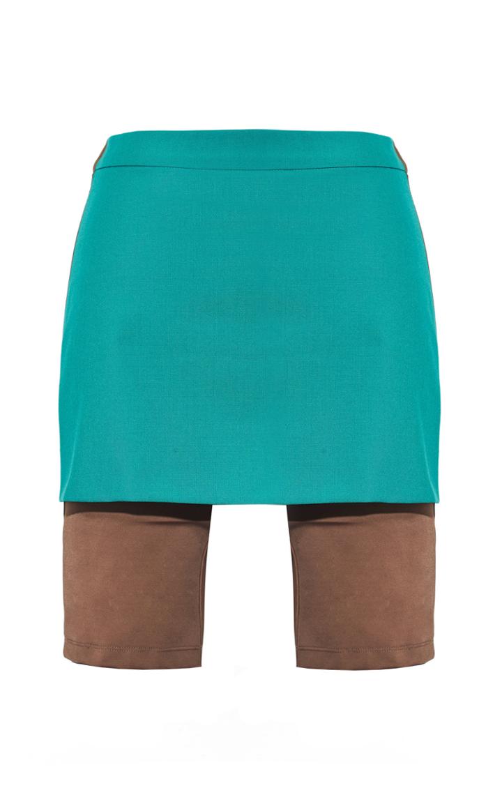 Moda Operandi Pushbutton Skirt Layered Short Leggings Size: S