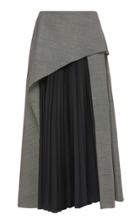 Claudia Li Pleated Panel Wool Skirt