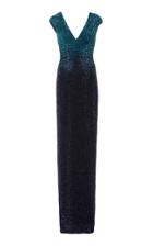 Moda Operandi Pamella Roland Ombr Sequined V-neck Dress Size: 0