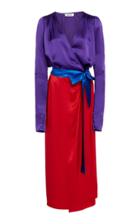 Attico Satin Colorblock Wrap Dress