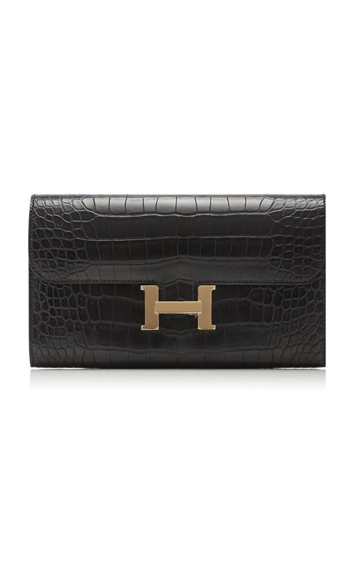 Herms Vintage By Heritage Auctions Herms Matte Black Alligator Constance Long Wallet