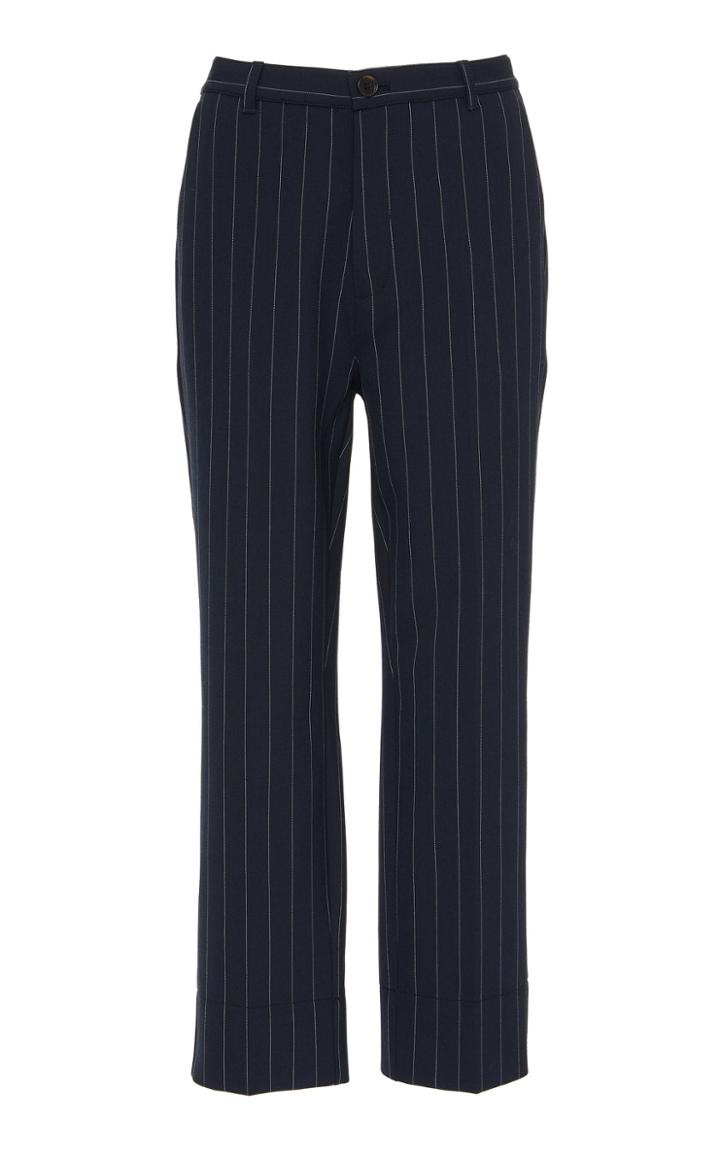 Ganni Hewitt Pinstriped Cady Straight-leg Pants