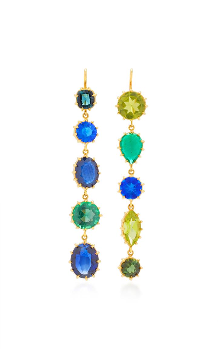 Renee Lewis Antique Peridot Emerald Sapphire Tourmaline Earrings