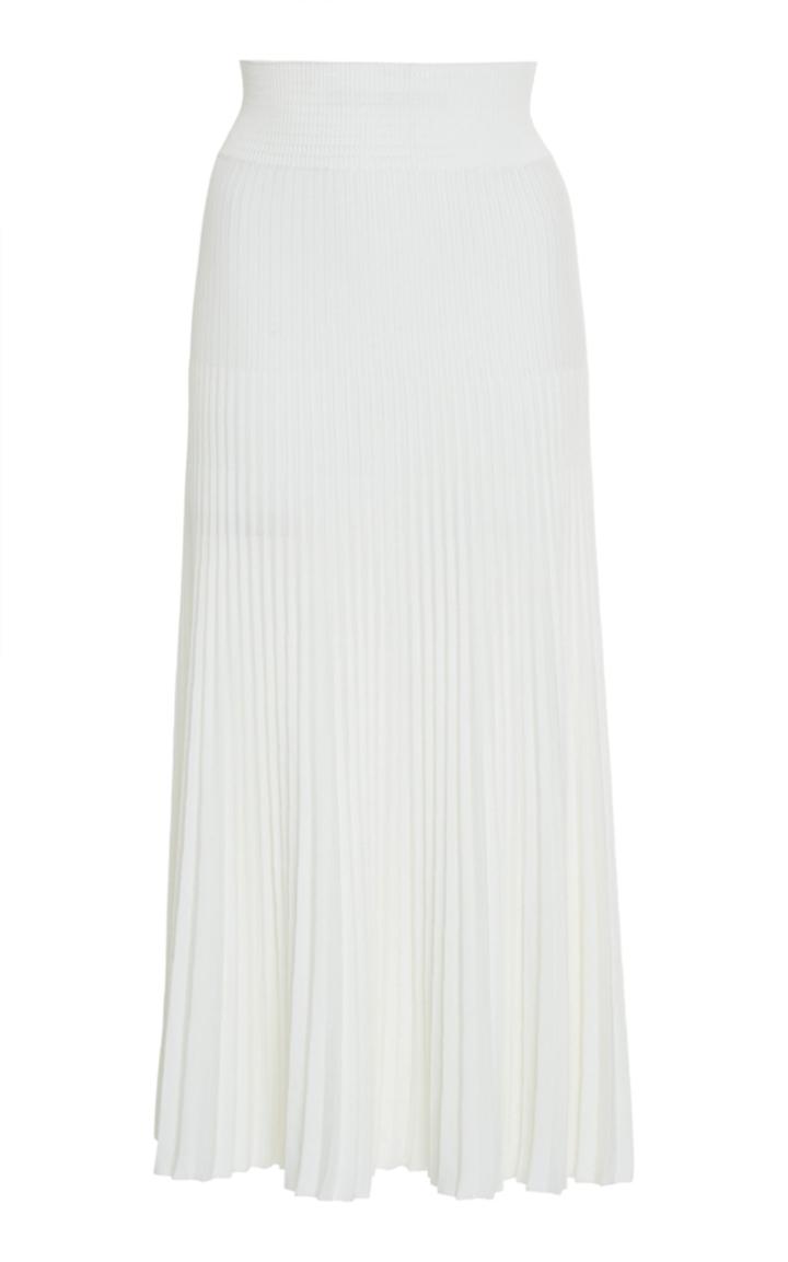 Agnona Ribbed Cotton Silk Pleated Skirt