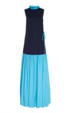 Staud Zo Two-tone Stretch-cotton Maxi Dress