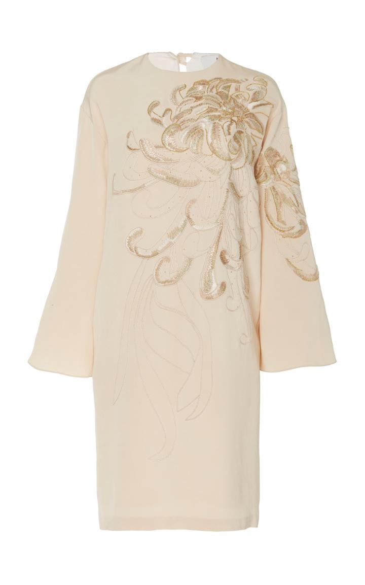 Marei 1998 Alyssum Silk Crepe Dress With Hand Made Embroidery