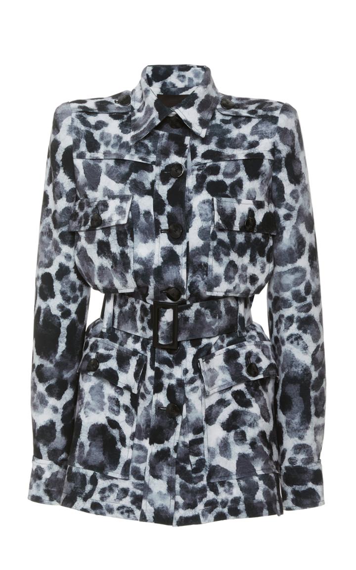 Moda Operandi Naeem Khan Leopard-printed Belted Cargo Jacket Size: 2