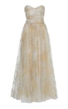Monique Lhuillier Fireworks Tulle Strapless Tea Length Dress