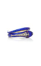 Fred Leighton 18k Yellow Gold Blue Enamel And Diamond Snake Bracelet