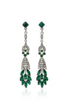 Ben Amun Silver-tone Crystal And Emerald Earrings