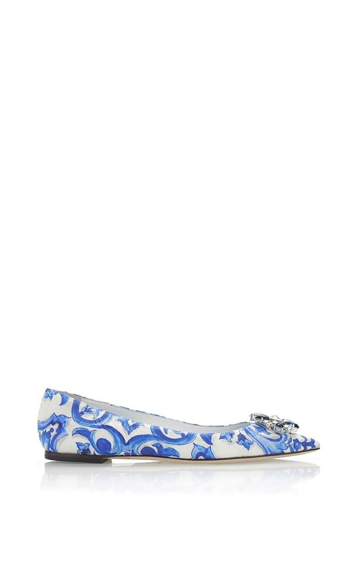 Dolce & Gabbana Blue Mallorca Brocade Embellished Flats