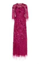 Andrew Gn Bead And Feather Embroidered Dress