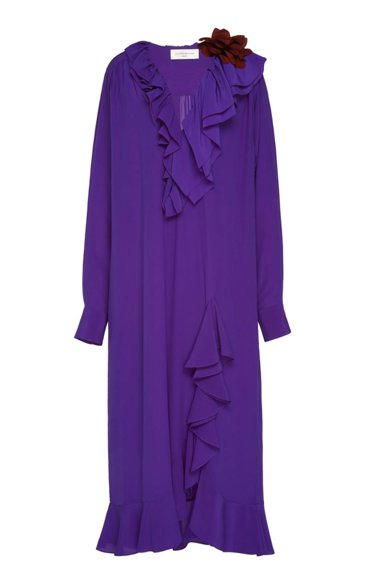 Moda Operandi Victoria Beckham Ruffled Silk Shirt Dress Size: S