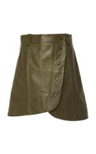 Ganni Asymmetric Leather Mini Skirt Size: 34