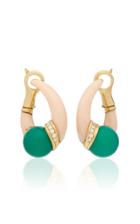 Gioia Vintage 18k Gold Coral Chrysophrase And Diamond Earrings