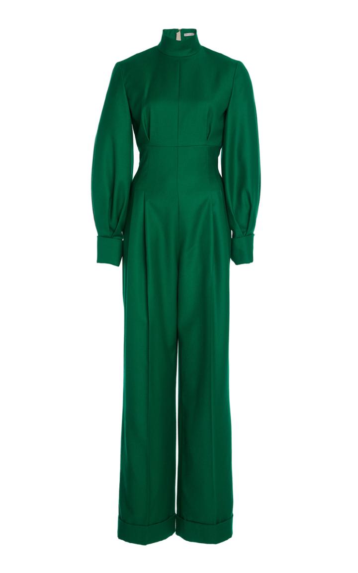 Moda Operandi Emilia Wickstead Elvina Pleated Wool Jumpsuit