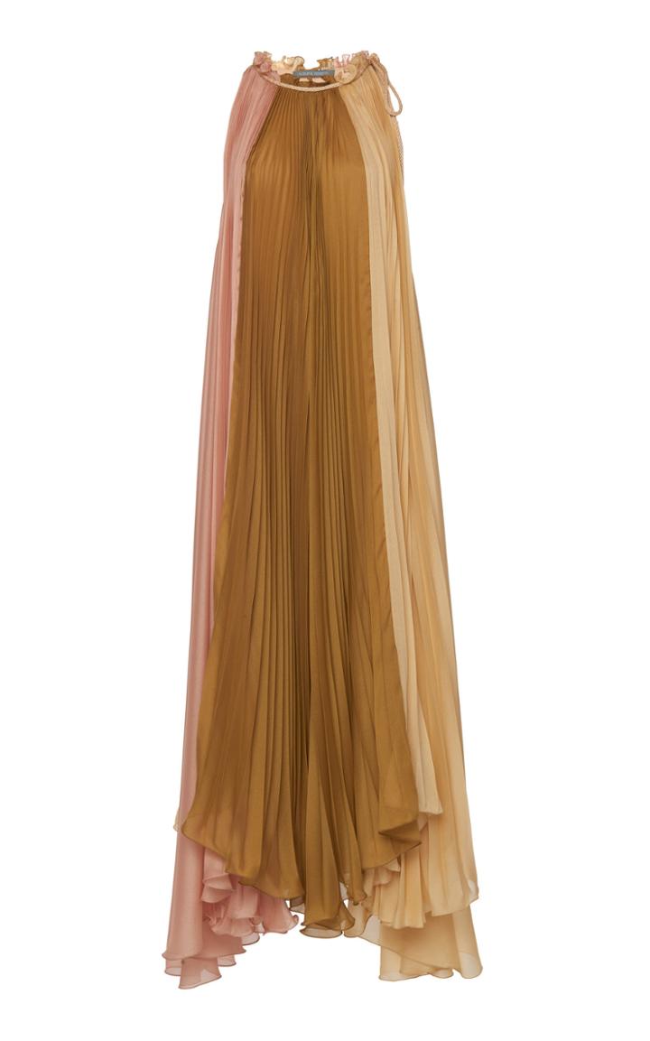 Alberta Ferretti Sleeveless Pliss Maxi Dress