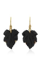 Annette Ferdinandsen Fancy Leaf 18k Gold Black Onyx Earrings