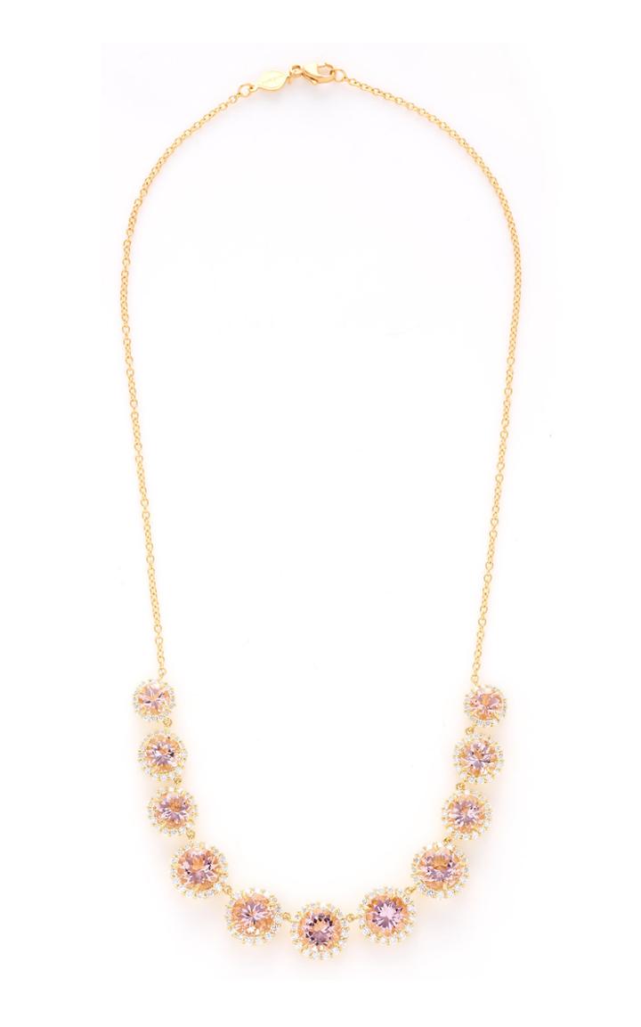 Jamie Wolf 18k Yellow Gold Diamond Edge Graduated Morganite Necklace
