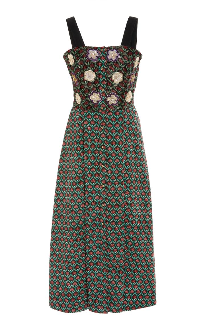 Roopa Khidri Midi Strap Dress With Embroidered Bodice
