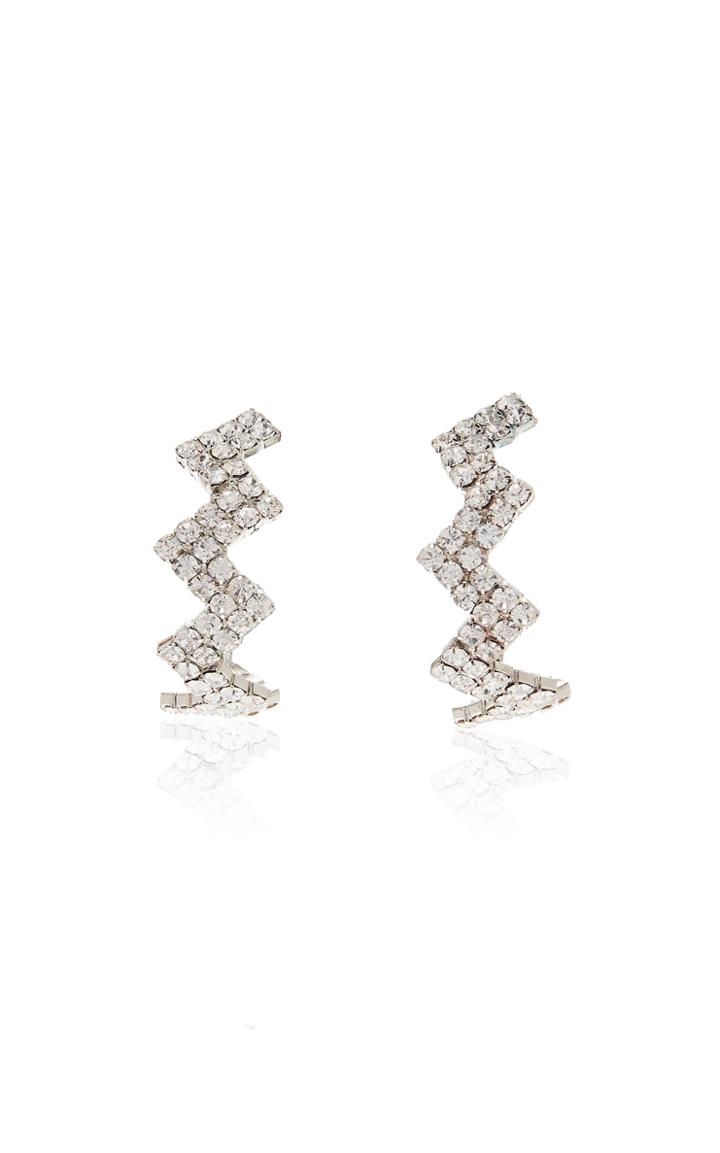 Moda Operandi Area Glass Crystal Zig Zag Hoop Earrings