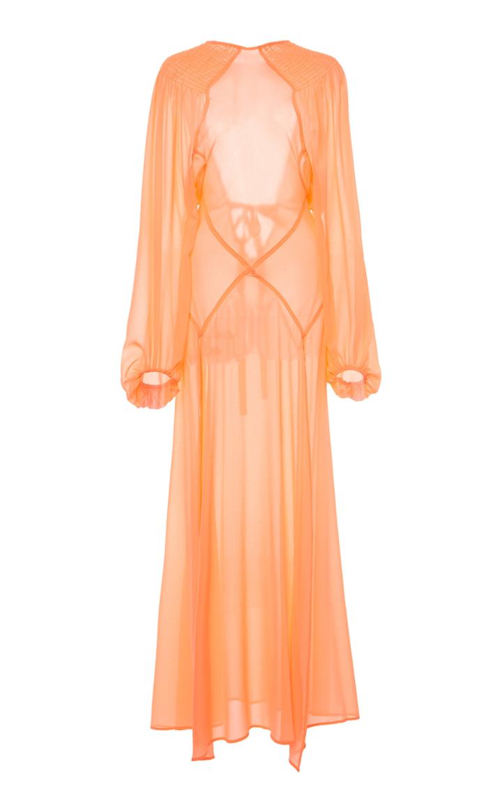 Moda Operandi Attico Open-back Balloon Sleeved Chiffon Maxi Dress Size: 38