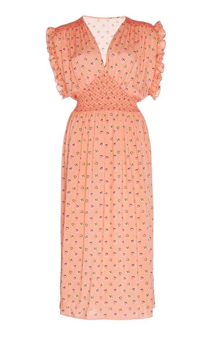 Loretta Caponi Antonella Ruffled Printed Dress