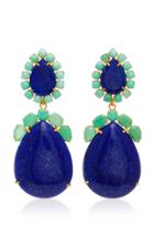 Bounkit 14k Gold Plated Brass Lapis And Chrysoprase Earrings
