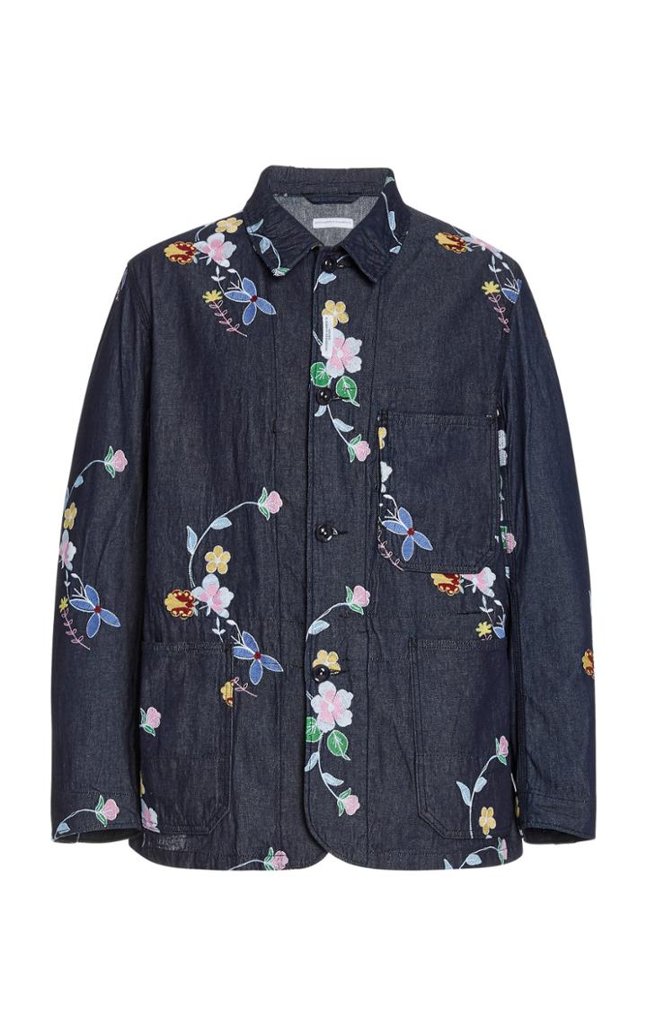 Engineered Garments Floral-embroidered Denim Jacket