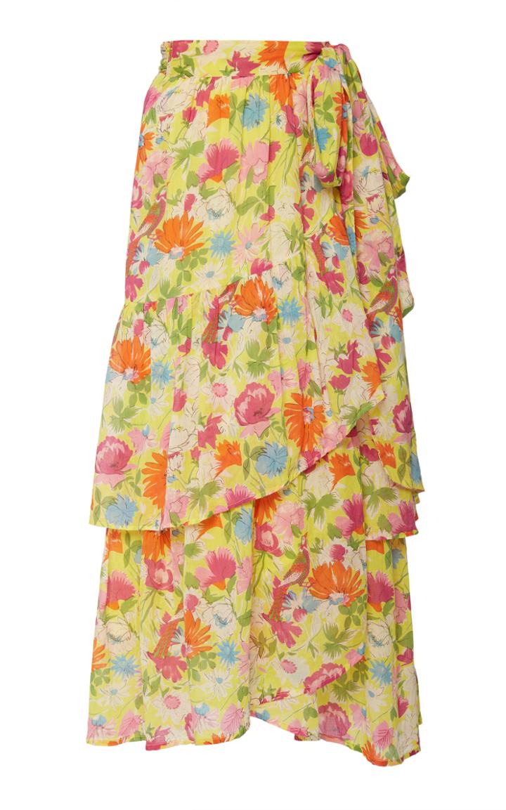 Banjanan Frances Floral-print Cotton Wrap Skirt