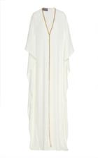 Monique Lhuillier Beaded-trim Ruffled Crepe Caftan Size: S