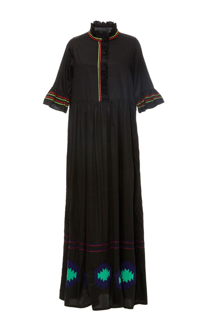 Cynthia Rowley Embroidered Cotton Voile Maxi Dress