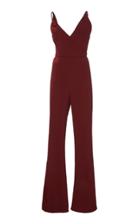Cushnie Fitted Cady And Satin Flared Jumpsuit