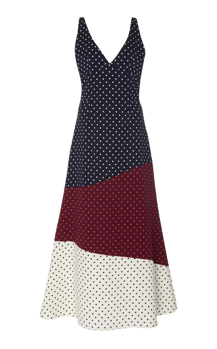 Gabriela Hearst Elliot Patchwork Wool Silk Midi Dress