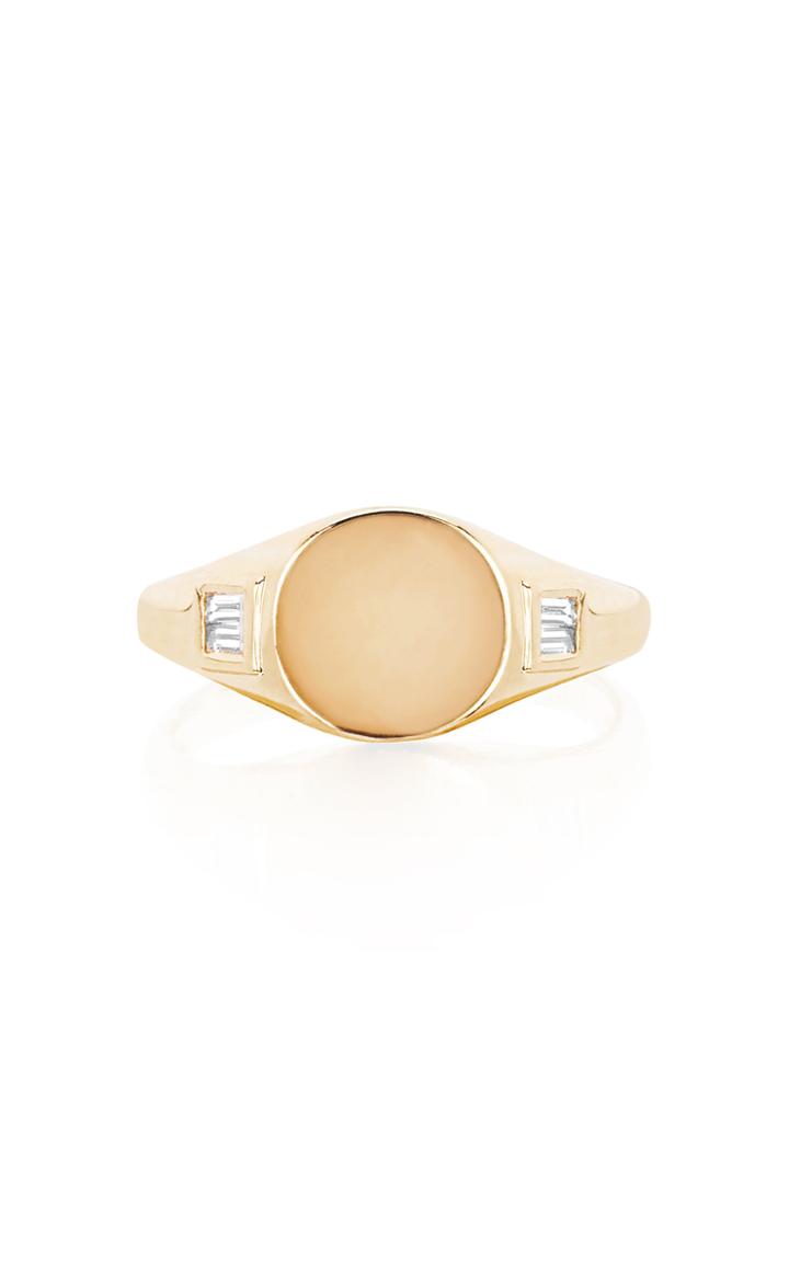 Moda Operandi Ef Collection 14k Gold Diamond Baguette Signet Pinky Ring