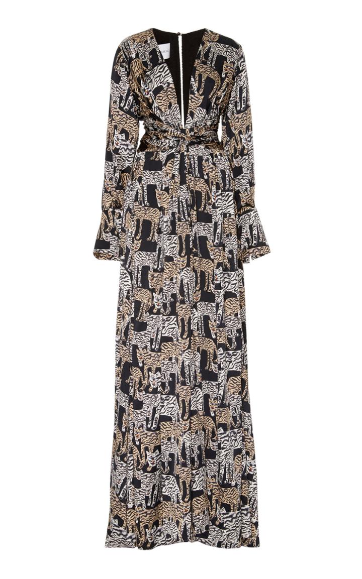 Prabal Gurung Jimili Ruched Silk Maxi Dress