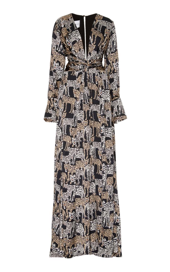 Prabal Gurung Jimili Ruched Silk Maxi Dress