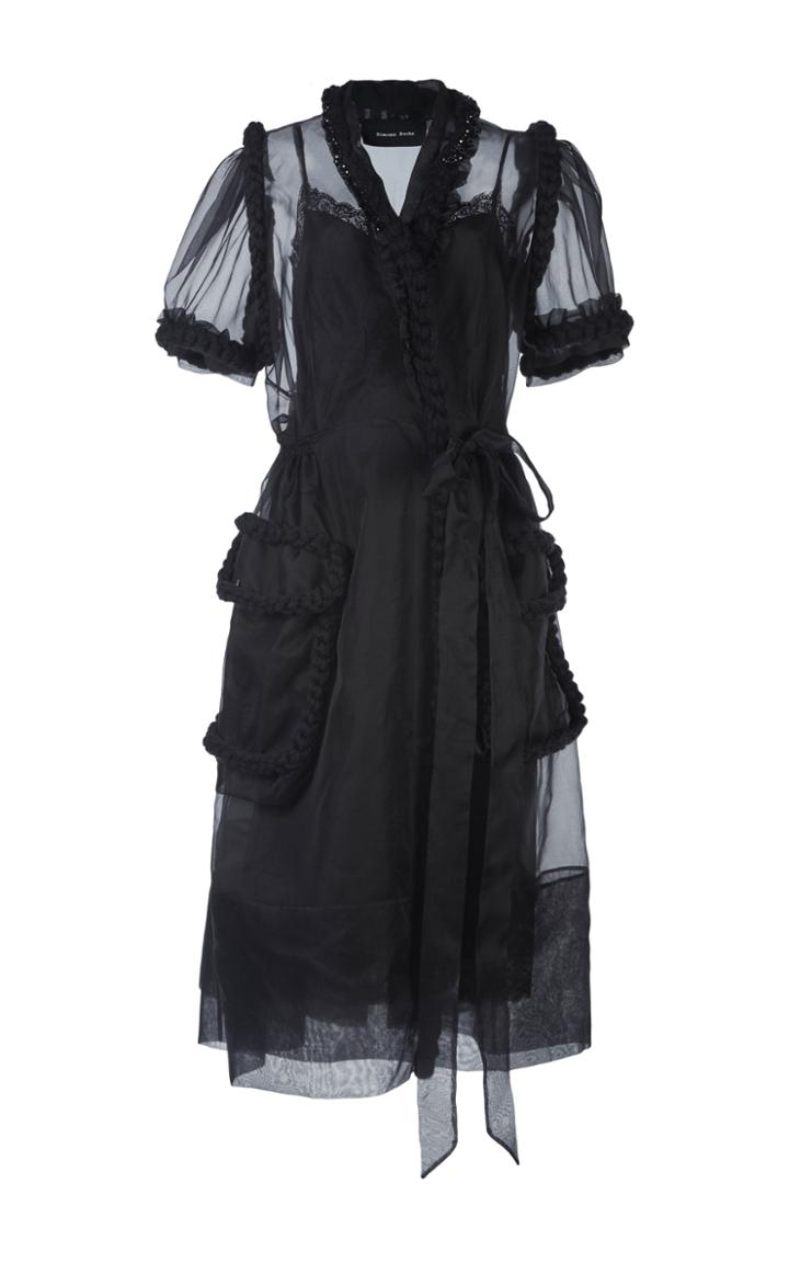 Simone Rocha Wool Braid Embellished Wrap Dress