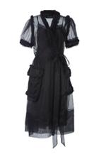 Simone Rocha Wool Braid Embellished Wrap Dress