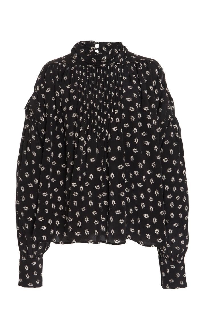 Isabel Marant Cecilie Mock Neck Blouson Sleeve Top