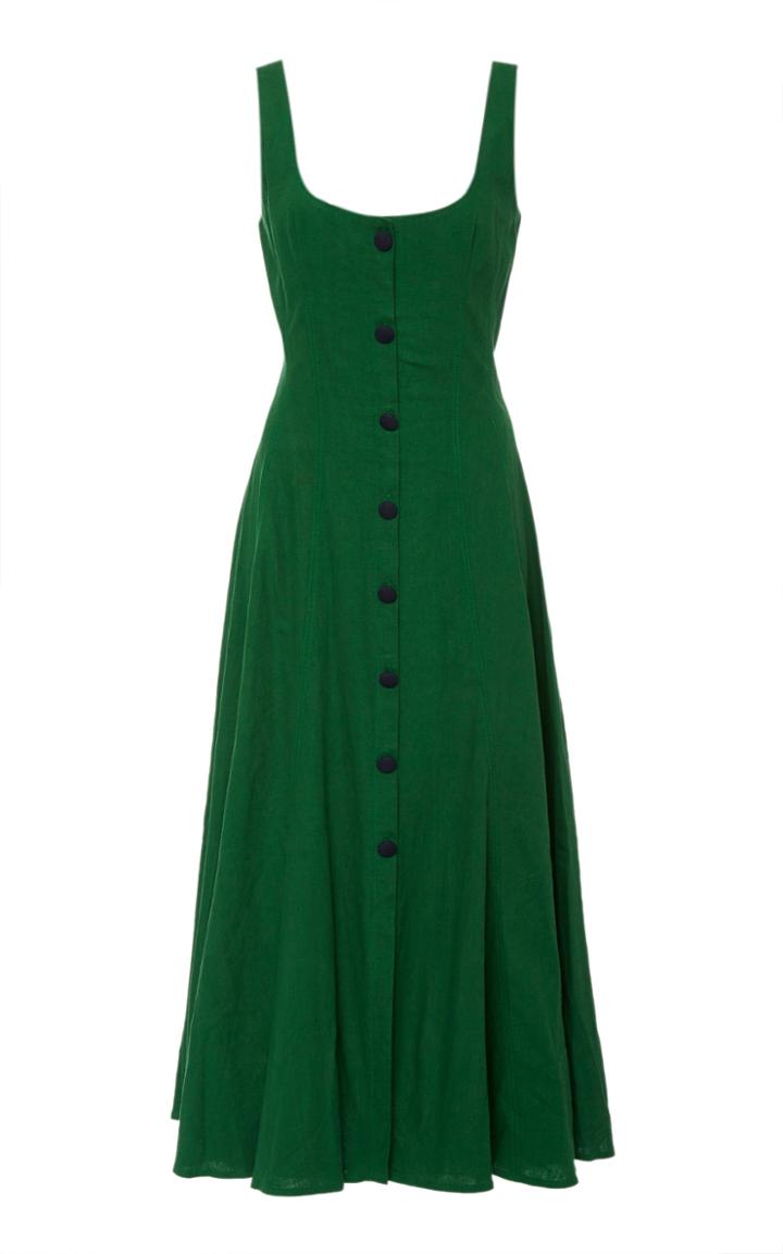 Andres Otalora Baru Buttoned Linen Midi Dress