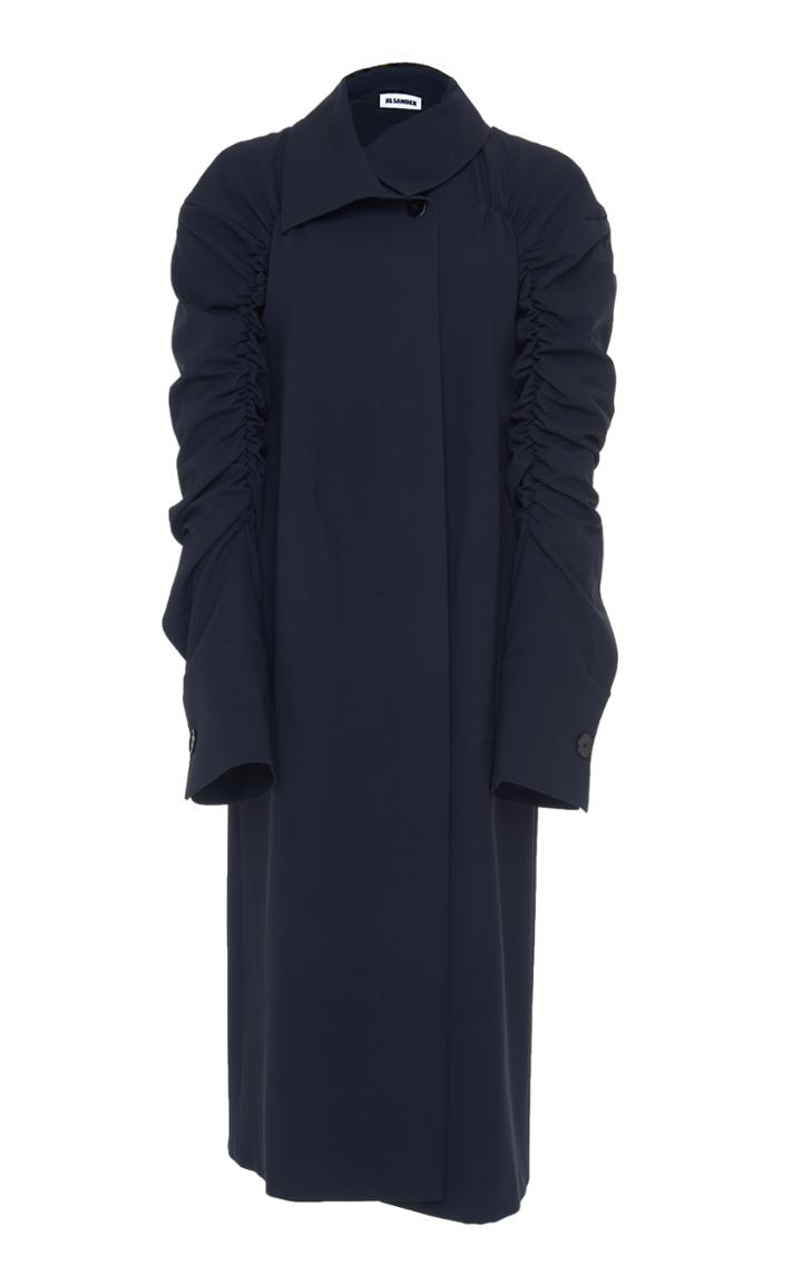 Jil Sander Fabriano Long Ruched Coat
