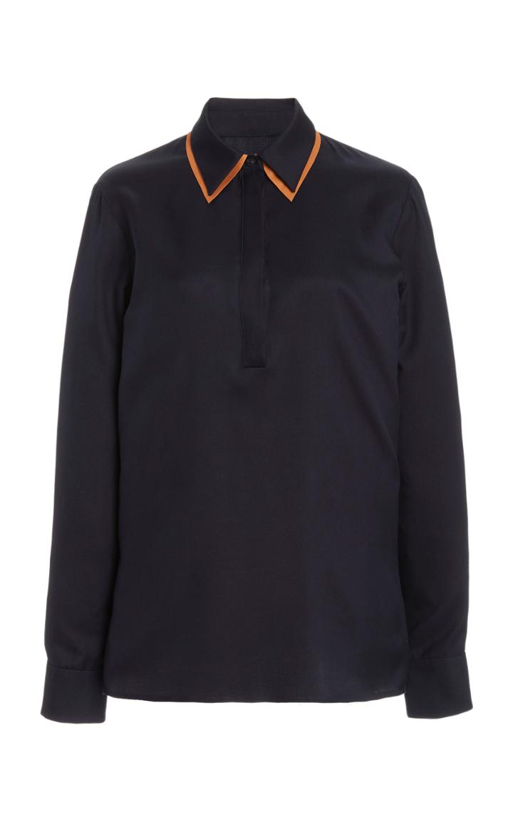 Moda Operandi Gabriela Hearst Maslin Collar-detailed Silk Top