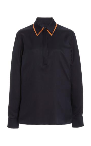 Moda Operandi Gabriela Hearst Maslin Collar-detailed Silk Top