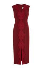 Lela Rose Lace-detailed Wool-blend Sheath Dress