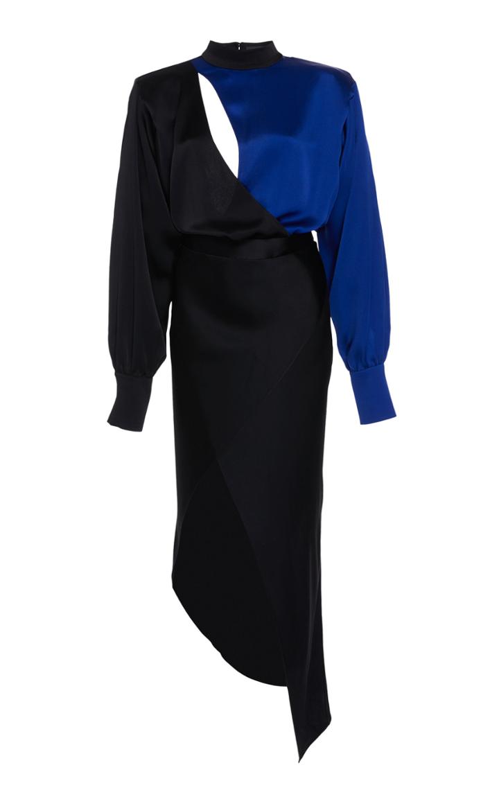 David Koma Front Cut Out Satin Dress