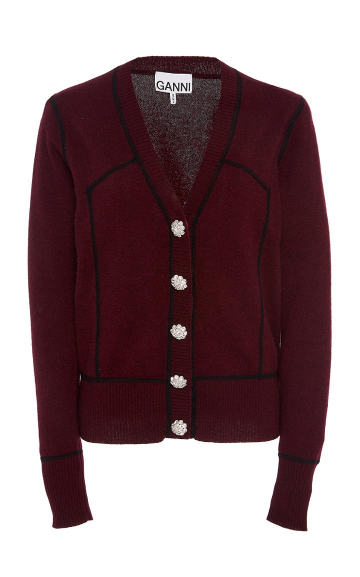 Ganni Crystal-embellished Cashmere Cardigan